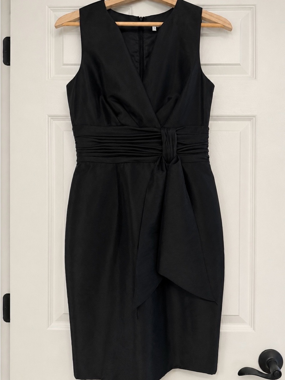 JS Boutique Black Sleeveless Sheath Cocktail Dress Ruched Bow Accent Size 8